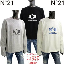ヌメロヴェントゥーノ N°21 メンズ トップス スウェット トレーナー 3color フロント(青/黒/白)ロゴ入りトレーナー ホワイト/グレー/ブラック 23E N1M0 E061 4001 1321/8947/9000 (R45300) 321 2023年春夏新作 【送料無料】 【smtb-TK】