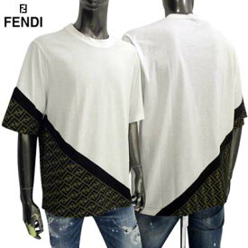 フェンディ FENDI メンズ トップス Tシャツ 半袖 ロゴT ズッカ柄/ライン入りショートスリーブTシャツ ホワイト FAF682 AN68 F1KRQ (R88000) 321 2023年春夏新作 【送料無料】 【smtb-TK】