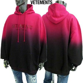 ヴェトモン VETEMENTS メンズ パーカー フーディ スウェット ユニセックス フロントロゴ・フード刺繍ロゴ付きグラデーション染めオーバーサイズプルオーバーパーカー ピンクブラック UE54HD200H PINK (R188000) 322 2023年秋冬新作 【送料無料】 【smtb-TK】