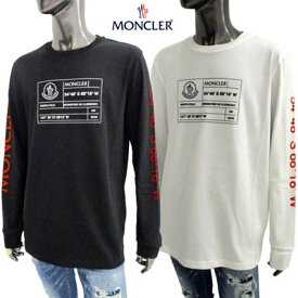 モンクレール MONCLER メンズ トップス ロンT 長袖 Tシャツ ロゴT 2color バックネック部分ロゴワッペン・スリーブ/フロント部分ロゴ/メッセージ入りロングTシャツ ホワイト/ブラック 8D00006 89A7G 002/999 (R79200) 322 2023年秋冬新作 【送料無料】 【smtb-TK】