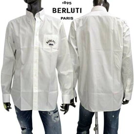 ベルルッティ BERLUTI メンズ トップス シャツ 長袖 胸ポケット部分刺繍アーチロゴ入りシンプルデザインボタンダウンシャツ ホワイト R25HTL108 COGL(001) 000 (R97900) GB322 2023年秋冬新作 【送料無料】 【smtb-TK】