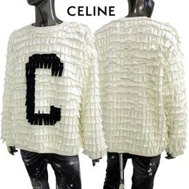 セリーヌ CELINE メンズ トップス トレーナー スウェット フロントビックCロゴ・全体フリンジデザイントレーナー ホワイト 2Y912 670Q 010B (R269500) ET322 2023年秋冬新作 【送料無料】 【smtb-TK】