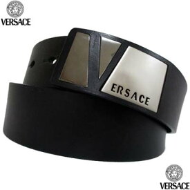 ヴェルサーチ VERSACE メンズ レディース ベルト 小物 グッズ プレート/帯部分ロゴ入りレザーベルト ブラック CU2651 CU2 41E (R75800) 7S 春夏 【送料無料】 【smtb-TK】