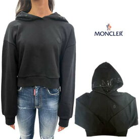 モンクレール MONCLER レディース トップス パーカー フーディ スウェット チェスト部分ロゴワッペン・フード縁部分ロゴ入りプルオーバーパーカー ブラック 8G78710 809LC 999 (R81400) 322 2023年秋冬新作 【送料無料】 【smtb-TK】