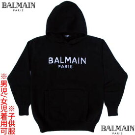 バルマン BALMAIN キッズ 子供服 ボーイズ ガールズ セーター パーカー フーディ ユニセックス ※11Aサイズ以上別売り ホワイトロゴ入りカシミヤ混ウールニットパーカー ブラック BT9P80 W0023 930AV (R103300) 322 2023年秋冬新作 【送料無料】 【smtb-TK】