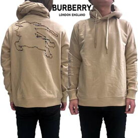 バーバリー BURBERRY メンズ トップス パーカー フーディ スウェット チェスト部分刺繍ロゴ・バックビック馬上の騎士ロゴ縁部分バーバリーチェック柄入りプルオーバーパーカー ベージュ 8072714 121044 A7405 (R136400) 322 2023年秋冬新作 【送料無料】 【smtb-TK】