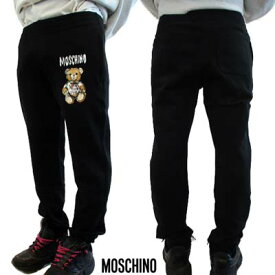 モスキーノ MOSCHINO メンズ スウェットパンツ セットアップ可(トップス別売り) グラフィティロゴ/トリコロールリボン付きテディベアプリント・サイドジップポケット付きスウェットパンツ ブラック V0341 0228 1555 (R95700) 421 2024年春夏新作 【送料無料】 【smtb-TK】