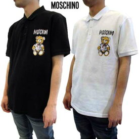 モスキーノ MOSCHINO メンズ トップス ポロシャツ 半袖 2色展開 チェスト部分グラフィティロゴ/トリコロールリボン付きテディベアプリント入りポロシャツ ホワイト/ブラック A1603 0242 1001/1555 (R58300) 421 2024年春夏新作 【送料無料】 【smtb-TK】