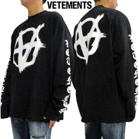 ヴェトモン VETEMENTS メンズ ロンT Tシャツ 長袖 ロングTシャツ ユニセックス可 フロント/バック逆アナーキーロゴ・スリーブロゴ入りオーバーサイズロングスリーブTシャツ ブラック UE64LS500B LIGHT JERSEY BLACK (R128700) 421 2024年春夏新作 【送料無料】【smtb-TK】