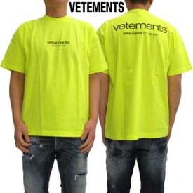 ヴェトモン VETEMENTS メンズ Tシャツ 半袖 ユニセックス可 同デザインの色違い有 フロント/バックブラックロゴ・バックネック刺繍ロゴ入りオーバーサイズショートスリーブTシャツ UE64TR150Y LIGHT JERSEY YELLOW (R73700) 421 2024年春夏新作 【送料無料】 【smtb-TK】