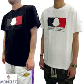 モンクレール MONCLER メンズ Tシャツ 半袖 2色展開 フロントトリコロールデザインロゴ/ランゲージプリント・アーム部分ロゴワッペン付きショートスリーブTシャツ ホワイト/ダークネイビー 8C00019 8390T 002/778 (R58300) 421 2024年春夏新作 【送料無料】 【smtb-TK】