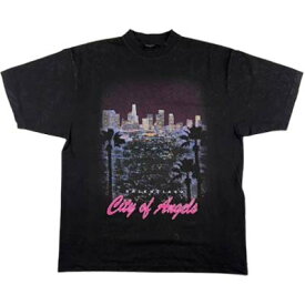 BALENCIAGA バレンシアガ 半袖Tシャツ ユニセックス ブランドロゴ City Of Angels ヴィンテージ風 夜景 ブラック 764235 TSVR2 1041 (R135300) ZENI522 2025年秋冬新作 【送料無料】 【smtb-TK】