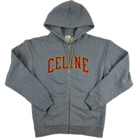 CELINE セリーヌ パーカー メンズ スウェット フーディ ブランドロゴ ジップアップ ドローストリング グレー RY0HG 670Q GBZ8 (R176000) BJ522 新作 【送料無料】