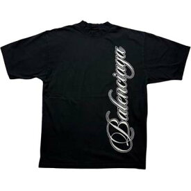 BALENCIAGA バレンシアガ 半袖Tシャツ メンズ Cursive ロゴ刺繍 クルーネック ブラック 764235TTVM76552 (R107800) MENGO621 新作 【送料無料】