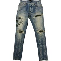 AMIRI ダメージ加工ライトブルーバンダナジーンズ34X1 未使用 AMIRI 