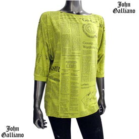 ジョンガリアーノ JOHN GALLIANO レディース トップス Tシャツ 半袖 カットソー ロゴ ガゼッタ柄プリント付カットソー T41 H873 8454S 12A (R22291)【送料無料】【smtb-TK】