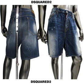 ディースクエアード DSQUARED2 メンズ パンツ ボトムス デニム ハーフパンツ レザーロゴパッチ付クラッシュ加工デニムハーフパンツ ダメージ加工デニム ネイビー紺 S74MU0359 S30309 470 15S (R62640)【送料無料】【smtb-TK】