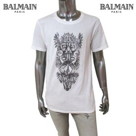 バルマン BALMAIN メンズ トップス Tシャツ 半袖 ロゴ トーテンポールロゴプリントTシャツ 白 S7H8601 I031 100 71S (R56700) 【送料無料】【smtb-TK】