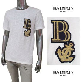 ピエールバルマン Pierre Balmain メンズ トップス Tシャツ 半袖 ロゴ チェスト部分PBロゴ/アンカーロゴワッペン付Tシャツ ホワイト HP66218T 16289 003 71S【送料無料】【smtb-TK】