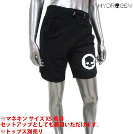 ハイドロゲン HYDROGEN メンズ パンツ ボトムス ハーフパンツ ロゴ setup着可(トップス別売り) サイドメッシュ地・裾部分スカルロゴプリント付きハーフパンツ ブラック 200630 007 (R28080) YA121 【送料無料】 【smtb-TK】