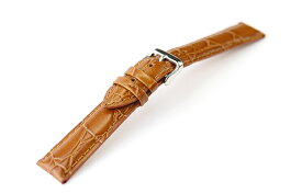 腕時計 ベルト 18mm 19mm 20mm 22mm 24mm レザー 茶 ブラウン クロコダイル型押し 牛革 バックル シルバー ar01br-n-s