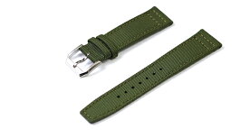 腕時計 ベルト 20mm 21mm 22mm キャンバス カーキ バック ブラックレザーバックル シルバー l004-n-kh-s