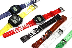 カシオ F91W F84 F105 F108 A158 A168 AE1200 互換 スケルトン ラバー ベルト 18mm ca-005
