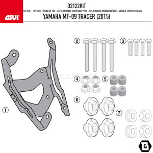 GIVI D2122KIT XN[2123DTp tBbeBOLbg Xe[ YAMAHA MT-09 g[T[ Ή p݌v oCNp