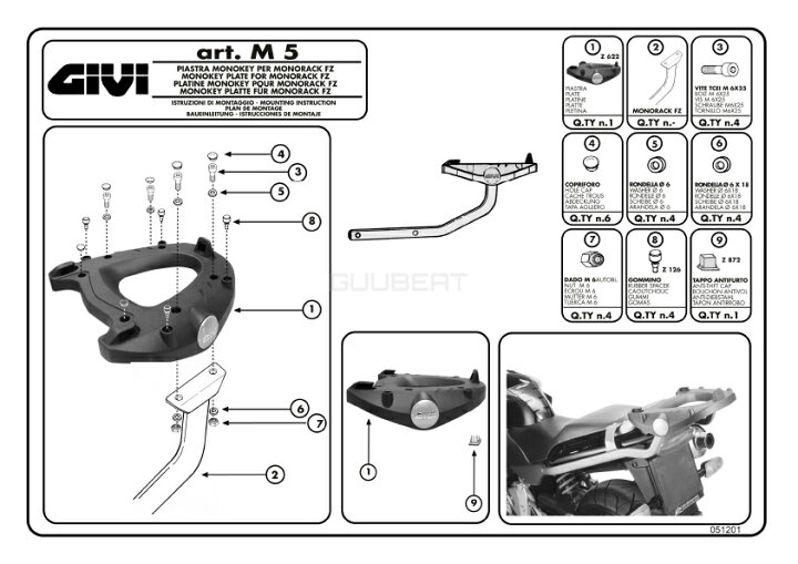 楽天市場】GIVI M5 ベースプレート モノキー（MONOKEY）トップケース用 