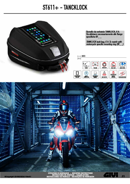 楽天市場】GIVI ST611+ タンクバッグ TANKLOCK対応 6L 防水仕様 スマホ 