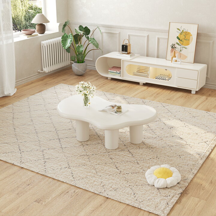 楽天市場】ローテーブル 白 雲型 モダン 白い コーヒーテーブル  