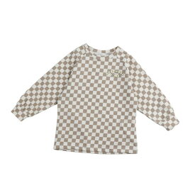 105 115 135 ベージュ 子供 ペールカラー チェッカー柄 ロンT 長袖 パステルカラー カラフル 韓国子供服 キッズ 男の子 女の子 コットン 綿 正規品 チェック柄 海外子供服 保育園 ジュニア 小学生 おしゃれ 柄 POISSON