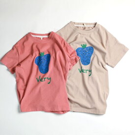 子供 いちご ストロベリー Tシャツ 半袖 チュニック 長め丈 くすみカラー 90 100 110 120 130 2歳 3歳 4歳 5歳 6歳 ピンク グレー グレージュ おしゃれ 春夏 お出かけ 女の子 男の子 韓国子供服 可愛い カジュアル コットン 保育園 幼稚園 キッズ