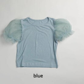 送料無料 20%OFF SALE 子供 夏 シフォン バルーン袖 リブ Tシャツ パフスリーブ レース メッシュ 100 110 120 130 140 ピンク 白 ホワイト 水色 パープル 紫 パステルカラー キャンディカラー プリンセス キッズ 保育園 小学生 綿 韓国子供服 おしゃれ 女の子