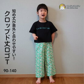 20%OFF SALE 子供 夏 半袖 クロップド丈 ロゴ Tシャツ 韓国子供服 男の子 女の子 90 100 110 120 130 140 黒 ブラック おしゃれ カジュアル 保育園 小学生 キッズ ジュニア