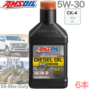■1年交換 ディーゼル用【5W30 3,810円 1本あたり】SINCE1972 アムズオイル シグネーチャー シリーズ マックスデューティー 100% 化学合成 API CK-4 JASO DH-2 ガソリン車対応 0.946L 6本 ベースオイル PAO