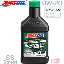 ■ポイント8倍 ■1年交換 SINCE1972 アムズオイル シグネーチャー シリーズ 100% 化学合成 API SP ILSAC GF-6A ガソリン車 4ストローク用 0.946L 6本 0W-20 ベースオイル PAO です。