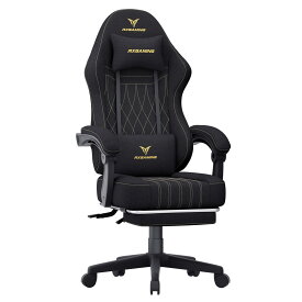 RXGAMING ゲーミングチェア 145度 リクライニング オットマン付き ファブリック ゲームチェア パソコンチェア オフィスチェア 人間工学 ハイバック テレワーク 椅子 PCチェア