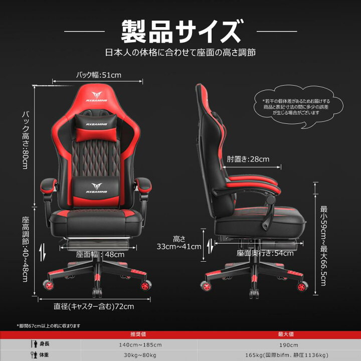 楽天市場】RXGAMING ゲーミングチェア 145度 リクライニング 