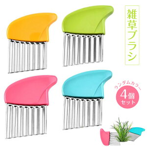 【4個セット】雑草ブラシ ランダムカラー 雑草取り ブラシ 庭用除草ツール ステンレス鋼製 軽量 耐久性 草抜き 草の根除去ツール 送料無料