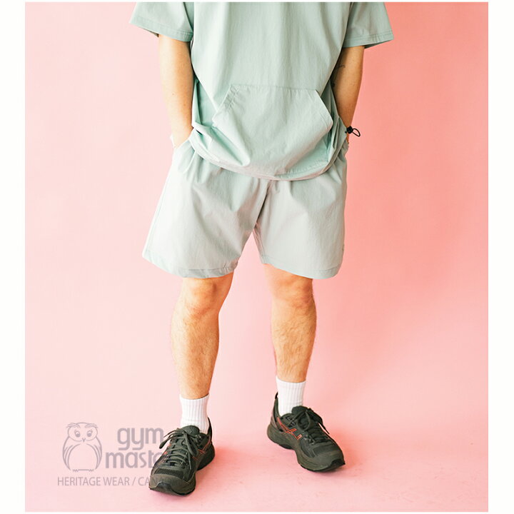 ジムマスター 公式Comfyナイロンショーツ ハーフパンツ ショートパンツ 短パン 半ズボン ボトムス メンズ レディース 撥水加工 ストレッチ 伸縮 膝上 スポーツ 大きいサイズ 無地 シンプル 夏用 夏服 ブランド カジュアル トレーニング 黒 gym master G221611