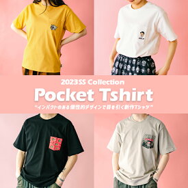 ジムマスター 2023SS Pocket T-Shirt | 綿100% Tシャツ 半袖 メンズ レディース ユニセックス｜丸首｜クルーネック｜ポケットT｜刺繍｜長袖｜部屋着｜プリントT｜カジュアル｜T恤衫 | スマイル | おじさん | アニマル | 花柄 | アウトドア | gymmaster