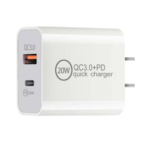 ACアダプター 充電器 Type-C USB Type-A 2ポート QC3.0 PD 20W 高速充電 急速充電 35分80% スマホ iPhone iPad Android 小型 軽量 海外対応 100-240V Quick Charge
