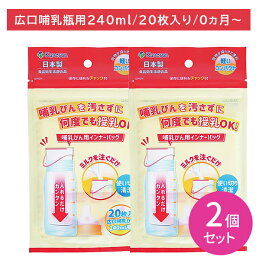 【2個セット】哺乳びん用インナーバッグ 20枚入 JAN4979869005074 授乳 洗浄不要 消毒不要 コンパクト 軽量 持ち運び 調乳用目印線 簡単 楽 日本製 夜間 お出かけ 外出 軽量 コンパクト ベビー用品 ミルク用品 カネソン