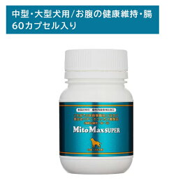 マイトマックス・スーパー 中型 大型犬用 60カプセル ペット 健康補助食品 おなかの健康 腸 腸活 冷え性 胆泥症 下痢 軟便 便秘 体温上昇 サポート ペディオコッカス菌 【賞味期限 2025.08.31】