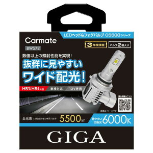 J[Cg BW572 GIGA LEDwbh&tHOou C5500 6000K HB3/HB4 5500lm RpNg×nCp[ BW-572