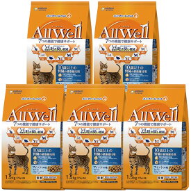ユニチャーム　All Well オールウェル　10歳以上の腎臓の健康維持用 　フィッシュ味挽き小魚とささみフリーズドライパウダー入り　1.5kg×5袋