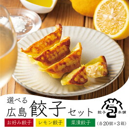 広島お好み餃子 広島レモン餃子 広島菜漬餃子 餃子 セット 20個入り×3箱 国産 冷凍 新鮮素材 国産野菜 国内製造 お取り寄せ おかず 大容量 絶品餃子 【 餃子本舗 包 】の3種から選べる広島餃子セット