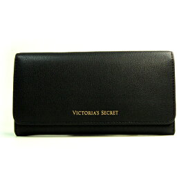 【送料無料】本革製 VICTORIA'S SECRET ヴィクトリアシークレット ビクシー 長財布 ウォレット ボタン開閉　ブラック