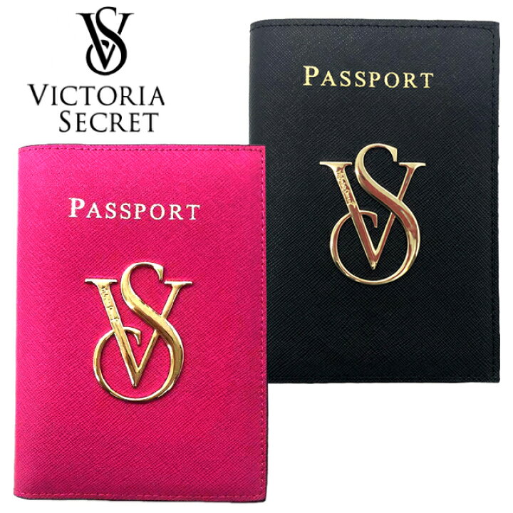 楽天市場 送料無料 本革 Victoria S Secret ヴィクトリアシークレット ビクシー パスポートケース カードケース パスケース ブラック ピンク クイーンズコレクション